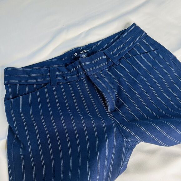 Gap Sz 4 Slim City Coupe Urbane Etroite Pants Navy Blue Stripped Stretch 0763 - Picture 7 of 12